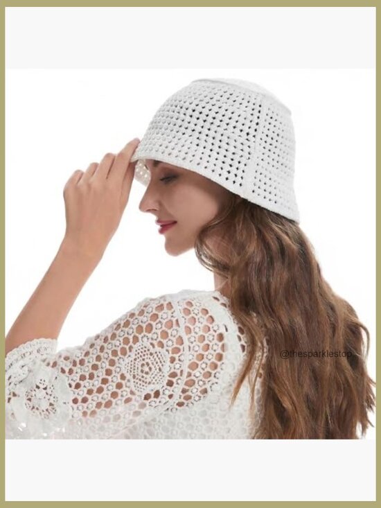 Handmade Crochet Knit Cotton Bucket Hat Floral Summer Accessory main image 5